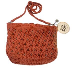 The Sak Mini Bag Orange Beaded Crochet Crossbody NEW w/ FLAW Boho Hippie